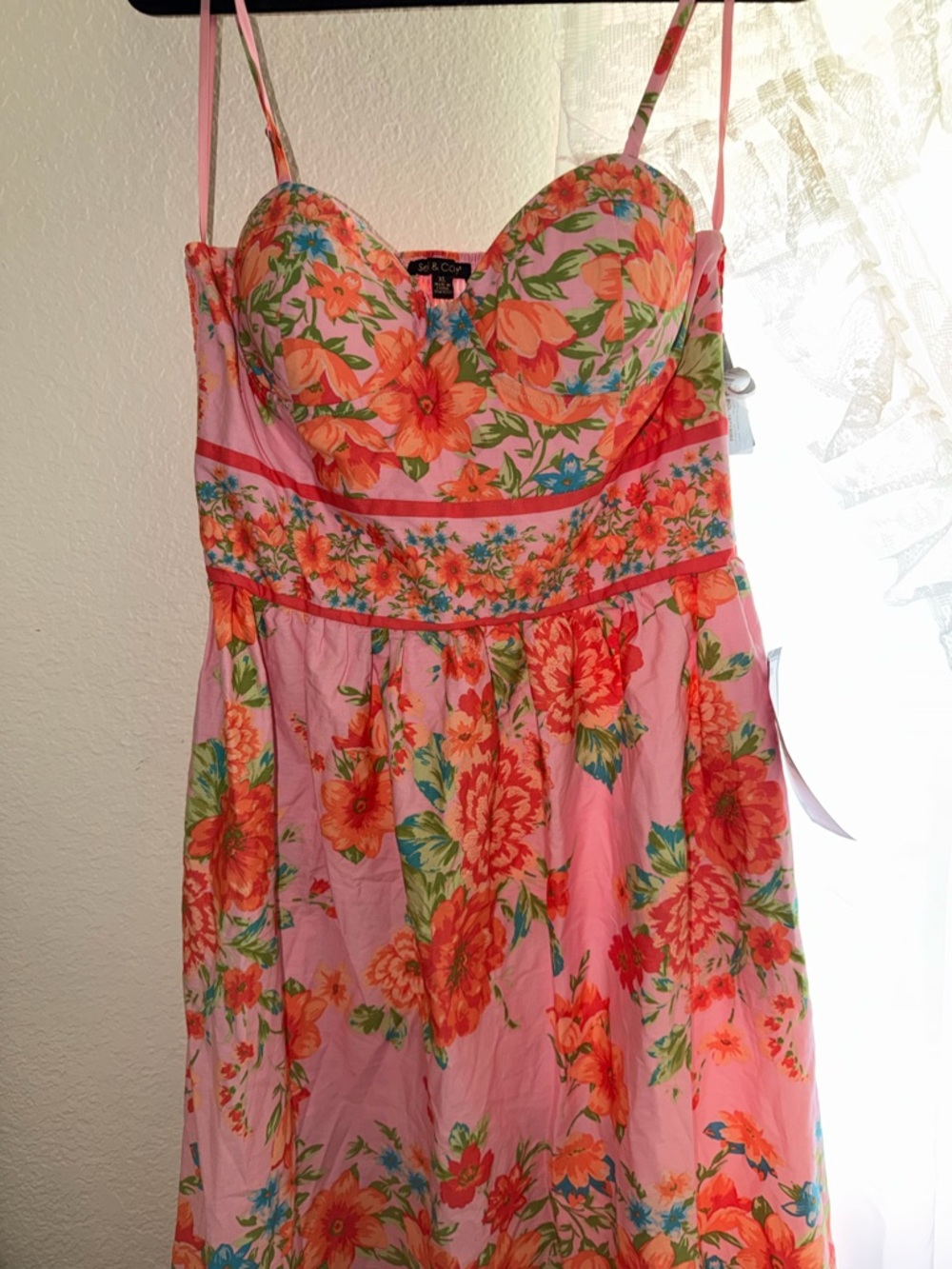 Floral Printed Sweetheart Neck Midi Dress XL - Picture 6 of 8